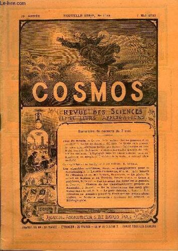 Le Cosmos - Revue Des Sciences Et De Leurs Applications N° 1319 - Le Sens De La Couleur Chez Les Poissons Et Les Invertébres, Le Lait De Chèvre Et D Annesse, La Filosité De La Pomme De Terre, L(...)