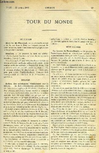 Le Cosmos - Revue Des Sciences Et De Leurs Applications N° 220 - Mort De M. Chevreul, Donders, Actions Des Substances Vénéneuses Sur La Levure, La Brume De Terre-Neuve, Baromètre A Grande Échelle, La(...)