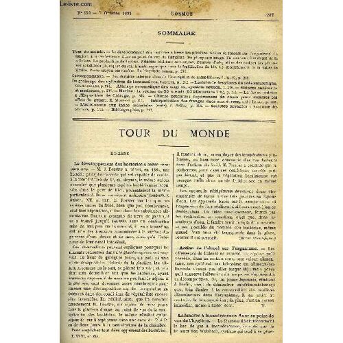Le Cosmos - Revue Des Sciences Et De Leurs Applications N° 454 - Le Développement Des Bactéries A Basse Température, Action De L Alcool Sur L Organisme, La Lumière A Incandescence Auer Au Point De Vue(...)