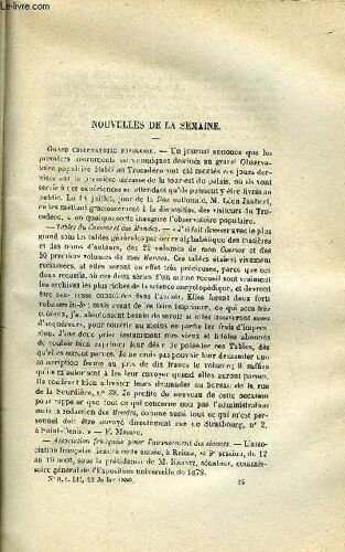 Les Mondes (Cosmos) N° 9 - Grand Observatoire Populaire, Promotions Dans La Légion D Honneur, Tremblement De Terre En Suisse Et En Italie, Canon Monstre, Nouveau Moyen De Rendre Les Étoffes(...)