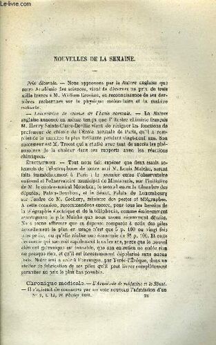 Les Mondes (Cosmos) N° 9 - Laboratoire De Chimie De L École Normale, L Académie De Médecine Et Le Sénat, Recherche Physiologique De L Oxyde De Carbone Dans Les Produits De La Combustion Du Gaz D(...)