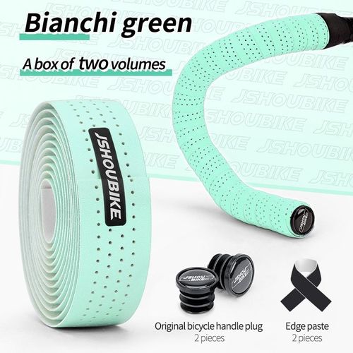 Bianchi Green - Bande De Guidon De Vélo En Cuir Perforé, En Pu Souple, Respirant, Antidérapant, Poignée Fixe Vtt