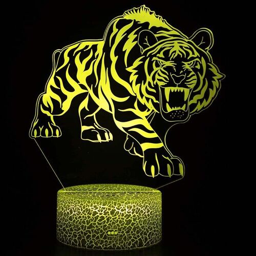 Lampe Led 3d En Forme De Tigre Avec Base En Acrylique, Illusion De Tigre, Design De Dessin Animé, Idéal Pour Une Chambre D'enfant, Un Bureau Ou Comme Cadeau D'anniversaire