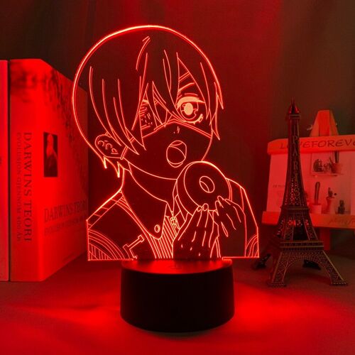 Lampe De Chevet 3d À Led, Veilleuse Noire, Pour Chambre À Coucher, Cadeau D'anniversaire, Gadget Manga