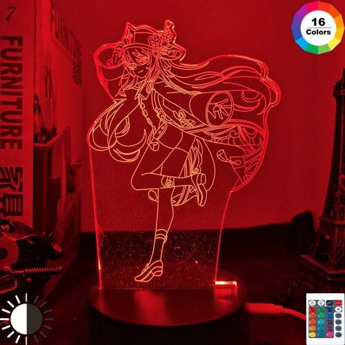 3d Genshin L'impact 3d Illusion Lampe Led Nuit Lumière Chaude Jeu Hu Tao Ventilateurs Enfants Cadeaux Créatifs Décor De Table Lampes Flash Pour Chambre