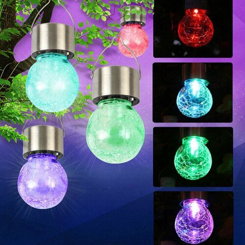Lampe Led Solaire En Forme De Boule Craquelée, Imperméable, Luminaire Décoratif D'extérieur, Idéal Pour Un Jardin, Une Cour Ou Une Fête