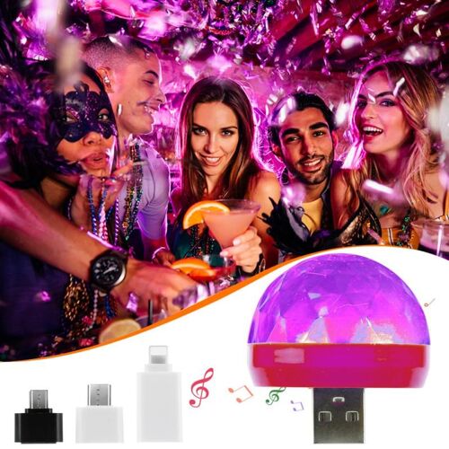 Lumière Disco Portable Usb Connectée, Téléphone, Boule Magique Pour Famille, Fête, Club, Lumière De Scène, Prise Usb Android / Huawei / Apple