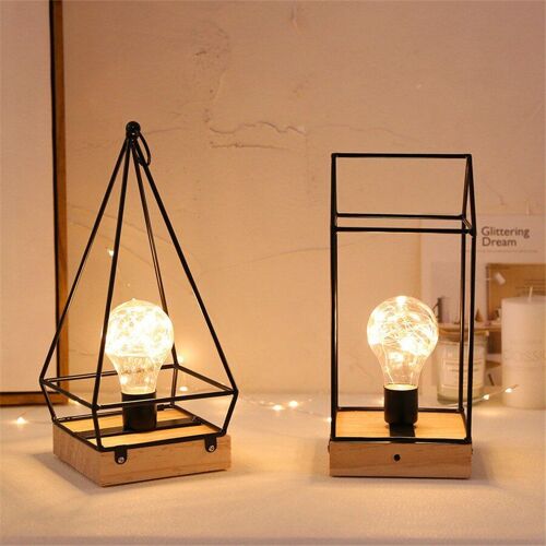 Lampe De Table Led En Fer Et Cuivre, Ampoules Nordique Créatives Pour Chambre À Coucher, Table De Chevet, Veilleuse Pour Hôtel, En Bois