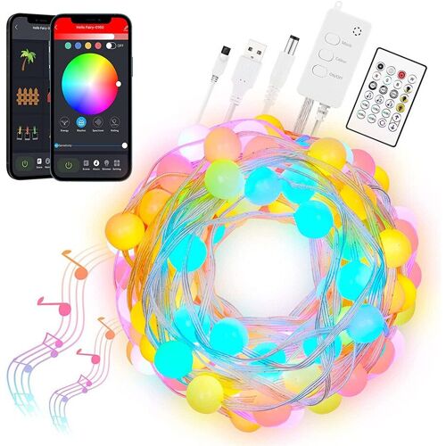 Guirlande Lumineuse De Noël À 66 Led, 10m, Bluetooth, Wifi, Lumière Féerique Rgb, Synchronisation De Musique, Fonctionne Avec Alexa, Contrôle Par Application Tuya