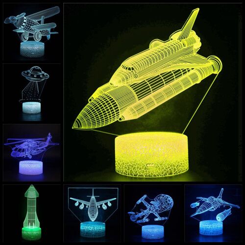Lampe Led En Forme De Fusée, Vaisseau Spatial, Hélicoptère, Console De Jeu, Soucoupe Volante, Modèle De Bureau, Jouet, Cadeau D'anniversaire, Décoration De Table