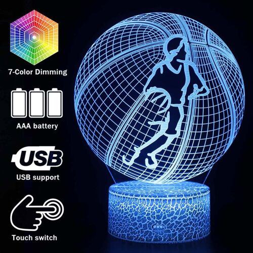 Lampe Led Tactile Thème Basket-Ball, Illusion 3d, Veilleuse Pour Salle De Sport, Décoration, Lampe De Table Créative, Cadeau