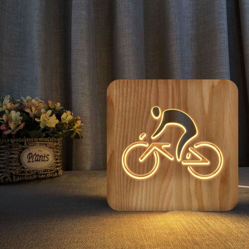 Lampe Led 3d En Bois À Monter À Vélo, Veilleuse Creuse Pour Chambre D'enfant, Lampe De Chevet, Bureau, Décoration De Chambre À Coucher