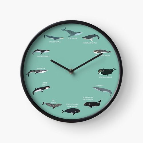 Horloge Murale Baleines à fanons=47 30cm Décoration Artistique pour Cheminée, Maison, Chambre et Bureau