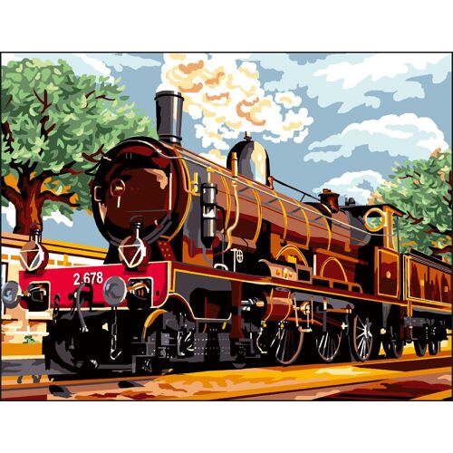 Canevas Antique Train À Vapeur 50x65cm