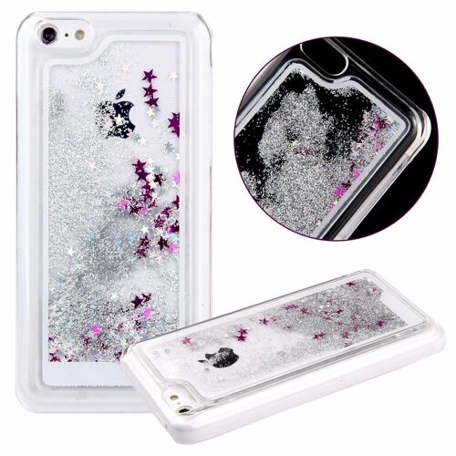 Coque Iphone 5c Liquide Argent Paillettes & Etoiles Silicone Rigide (Tpu)