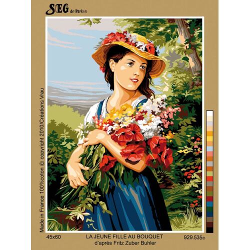 Canevas Antique La Jeune Fille Au Bouquet Bubler 45x60cm - Se929.535