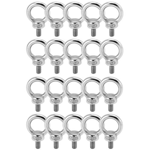 MEVRONISSHOP-20 Pièces M6 Anneau de Levage, M6 Boulons à?il Filetage Mâle, pour Marin Boulons et Équipements de Levage d'Ingénierie (65KG)