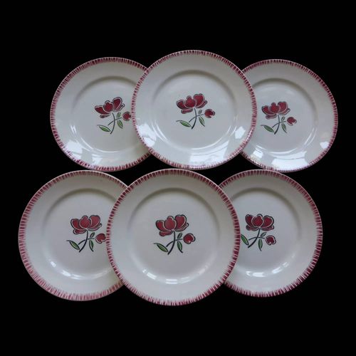 6 Assiettes Plates Badonviller 200839 Blanc