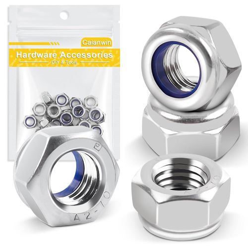 50 Pièces M5 Nylstop Écrous,Din985 Écrou Nylstop En Acier Inox A2 V2 Ecrou Frein Hexagona Autobloquant Pour Vis,Boulons Filetés & Tiges Filetées