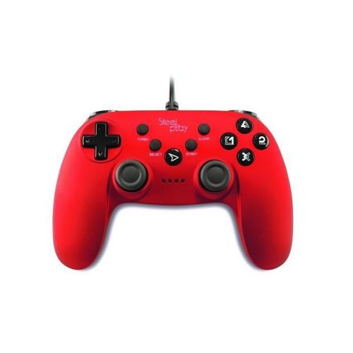 Manette Steelplay Filaire Rouge Metallique Pour Ps3-Pc