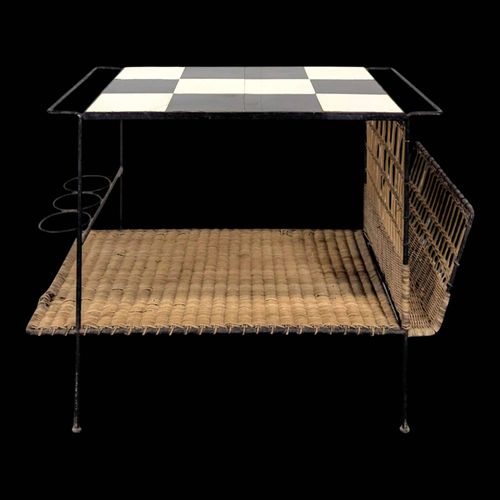 Table Basse En Rotin Et Cramique Annes 50 Multicolore