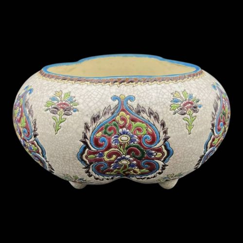 Cachepot En Faence Maille Fin Xixe Style Maux De Longwy 648003 Multicolore