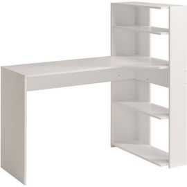 Bureau D'Angle Contemporain Parisot June - Blanc - L 122 Cm - 1 Plateau, 2 Tablettes