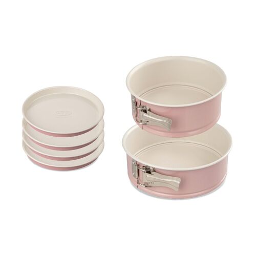 Dr. Oetker 9925750 Lors De 3 Moules À Gâteaux, Moule À Manqué, Moules À Gâteaux, Moule Rond De Pâtisserie, Moule Layer Cakes, Acier, Céramique, Rose, 18,5 X 7,5 X 18 Cm | 20 X 7 Cm | 17 X 1,5 Cm