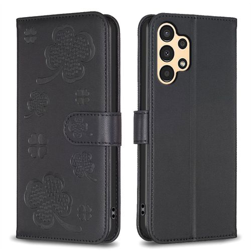 Saturcase Coque Pour Samsung Galaxy A33 5g, Belle Trèfle Pu Cuir Magnétique Flip Portefeuille Support Porte-Carte Protecteur Housse Étui Pour Samsung Galaxy A33 5g (Xy-Noir)