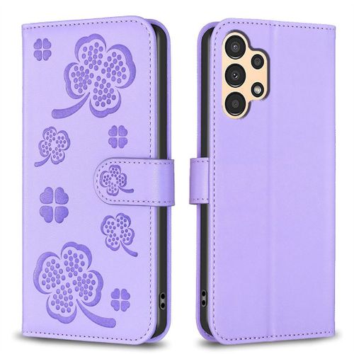 Saturcase Coque Pour Samsung Galaxy A33 5g, Belle Trèfle Pu Cuir Magnétique Flip Portefeuille Support Porte-Carte Protecteur Housse Étui Pour Samsung Galaxy A33 5g (Xy-Violet)