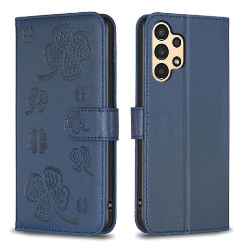 Saturcase Coque Pour Samsung Galaxy A33 5g, Belle Trèfle Pu Cuir Magnétique Flip Portefeuille Support Porte-Carte Protecteur Housse Étui Pour Samsung Galaxy A33 5g (Xy-Bleu)
