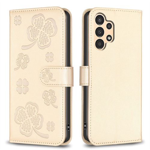 Saturcase Coque Pour Samsung Galaxy A33 5g, Belle Trèfle Pu Cuir Magnétique Flip Portefeuille Support Porte-Carte Protecteur Housse Étui Pour Samsung Galaxy A33 5g (Xy-Or)