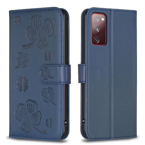 Saturcase Coque Pour Samsung Galaxy S20 Fe, Belle Trèfle Pu Cuir Magnétique Flip Portefeuille Support Porte-Carte Protecteur Housse Étui Pour Samsung Galaxy S20 Fe (Xy-Bleu)