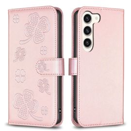 Saturcase Coque Pour Samsung Galaxy S23 Plus, Belle Trèfle Pu Cuir Magnétique Flip Portefeuille Support Porte-Carte Protecteur Housse Étui Pour Samsung Galaxy S23 Plus (Xy-Pink)