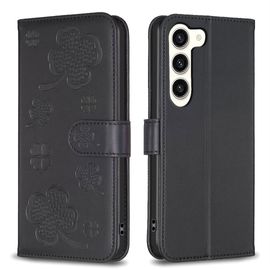 Saturcase Coque Pour Samsung Galaxy S23 Plus, Belle Trèfle Pu Cuir Magnétique Flip Portefeuille Support Porte-Carte Protecteur Housse Étui Pour Samsung Galaxy S23 Plus (Xy-Noir)