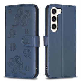 Saturcase Coque Pour Samsung Galaxy S23 Plus, Belle Trèfle Pu Cuir Magnétique Flip Portefeuille Support Porte-Carte Protecteur Housse Étui Pour Samsung Galaxy S23 Plus (Xy-Bleu)