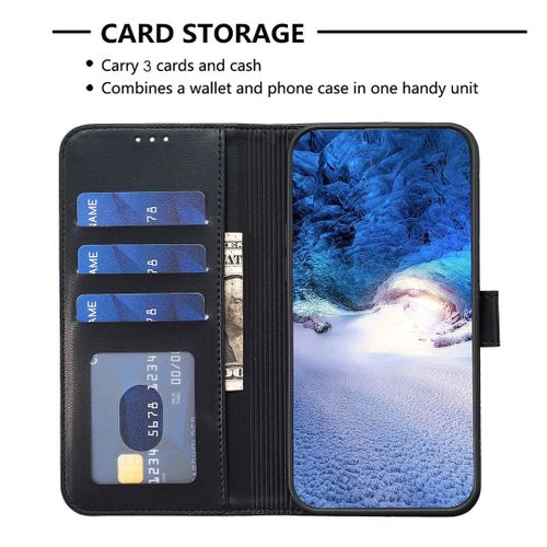 Saturcase Coque Pour Oppo A96 5g / Reno 7z 5g, Belle Trèfle Pu Cuir Magnétique Flip Portefeuille Support Porte-Carte Protecteur Housse Étui Pour Oppo A96 5g / Reno 7z 5g (Xy-Noir)