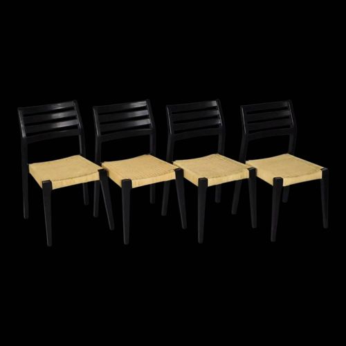Chaises scandinaves bois et cordes noir