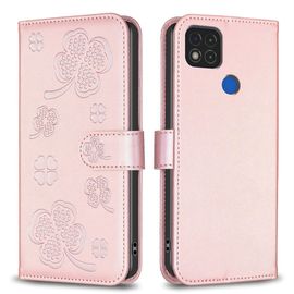Saturcase Coque Pour Xiaomi Redmi 9c, Belle Trèfle Pu Cuir Magnétique Flip Portefeuille Support Porte-Carte Protecteur Housse Étui Pour Xiaomi Redmi 9c (Xy-Pink)