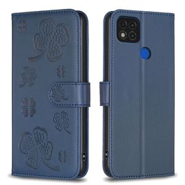 Saturcase Coque Pour Xiaomi Redmi 9c, Belle Trèfle Pu Cuir Magnétique Flip Portefeuille Support Porte-Carte Protecteur Housse Étui Pour Xiaomi Redmi 9c (Xy-Bleu)
