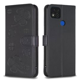 Saturcase Coque Pour Xiaomi Redmi 9c, Belle Trèfle Pu Cuir Magnétique Flip Portefeuille Support Porte-Carte Protecteur Housse Étui Pour Xiaomi Redmi 9c (Xy-Noir)