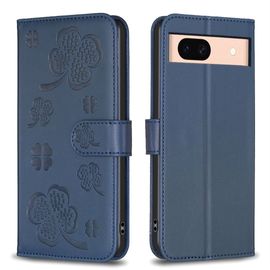 Saturcase Coque Pour Google Pixel 8a, Belle Trèfle Pu Cuir Magnétique Flip Portefeuille Support Porte-Carte Protecteur Housse Étui Pour Google Pixel 8a (Xy-Bleu)