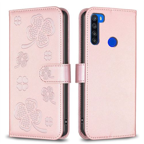 Saturcase Coque Pour Xiaomi Redmi Note 8t, Belle Trèfle Pu Cuir Magnétique Flip Portefeuille Support Porte-Carte Protecteur Housse Étui Pour Xiaomi Redmi Note 8t (Xy-Pink)
