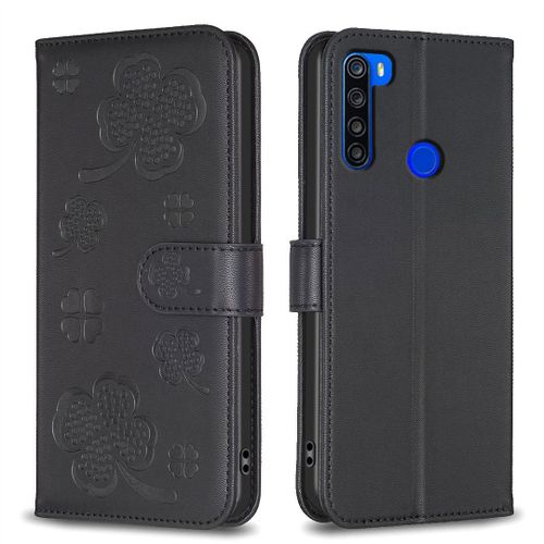 Saturcase Coque Pour Xiaomi Redmi Note 8t, Belle Trèfle Pu Cuir Magnétique Flip Portefeuille Support Porte-Carte Protecteur Housse Étui Pour Xiaomi Redmi Note 8t (Xy-Noir)