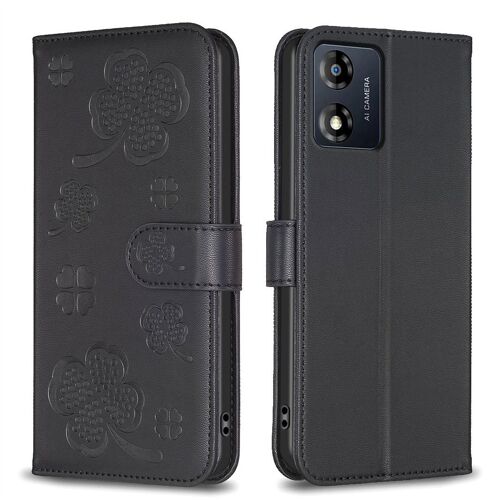 Saturcase Coque Pour Motorola Moto E13, Belle Trèfle Pu Cuir Magnétique Flip Portefeuille Support Porte-Carte Protecteur Housse Étui Pour Motorola Moto E13 (Xy-Noir)
