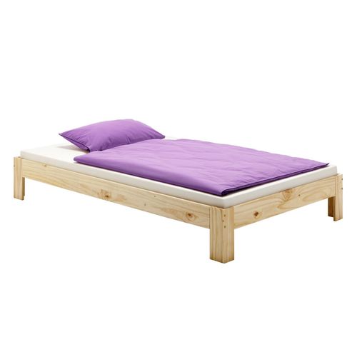 Lit Futon Thomas Couchage Double 140 X 200 Cm 2 Places / 2 Personnes, En Pin Massif Vernis Naturel
