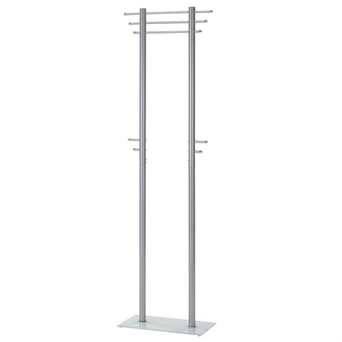 Porte-manteaux TARIS portant à vêtements penderie sur pied avec 10 crochets et 3 tringles hauteur 179 cm, en métal couleur aluminium
