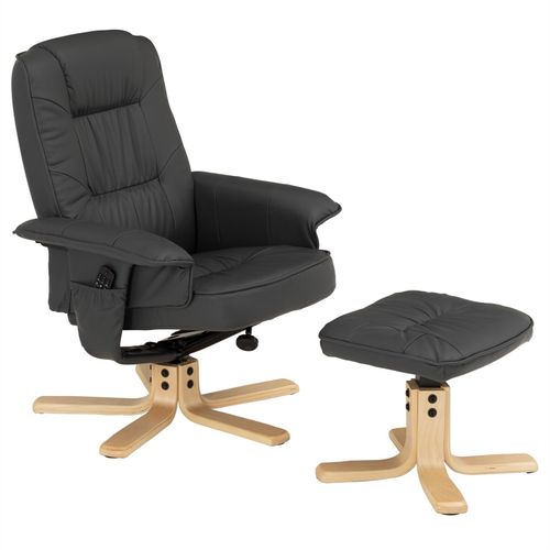 Fauteuil De Relaxation Charly Avec Repose-Pieds Pouf Siège Pivotant Dossier Inclinable Assise Rembourrée Relax, En Synthétique Gris