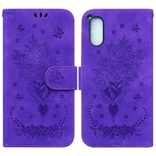 Saturcase Coque Pour Sony Xperia 5 V 2023, Une Rose Pu Cuir Magnétique Flip Portefeuille Support Porte-Carte Dragonne Protecteur Housse Étui Pour Sony Xperia 5 V 2023 (Violet)