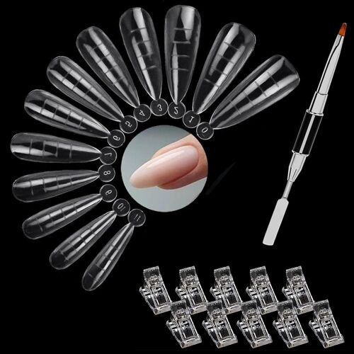 Kal-Kit De Outils Extension Ongles, 120 Pièces Naturel Faux Ongles Acrylique Faux Ongles, Pour Extension D'ongles En Gel, 12 Tailles, Pour Poly Gel Quick Building Kit Pour Nail Art 